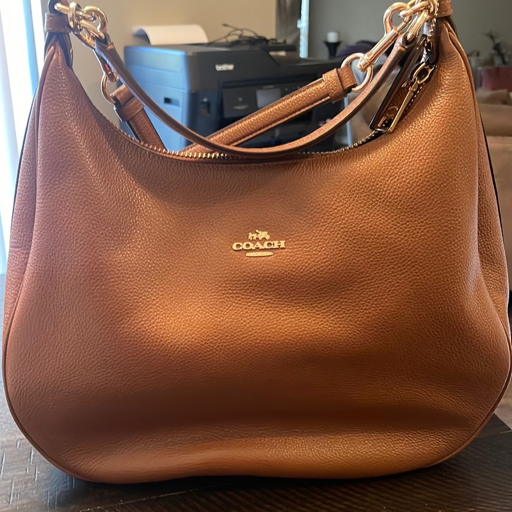 Coach Harley Tan Pebbled Leather Hobo Bag